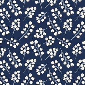 Berries and Branches - Navy Blue Sm.