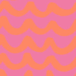 Scallops in bright pink and orange - geometric design