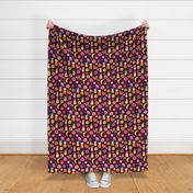 Tropical Fruit Fiesta Summer Pattern On Dark Purple Smaller Scale