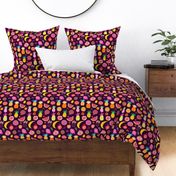 Tropical Fruit Fiesta Summer Pattern On Dark Purple Smaller Scale