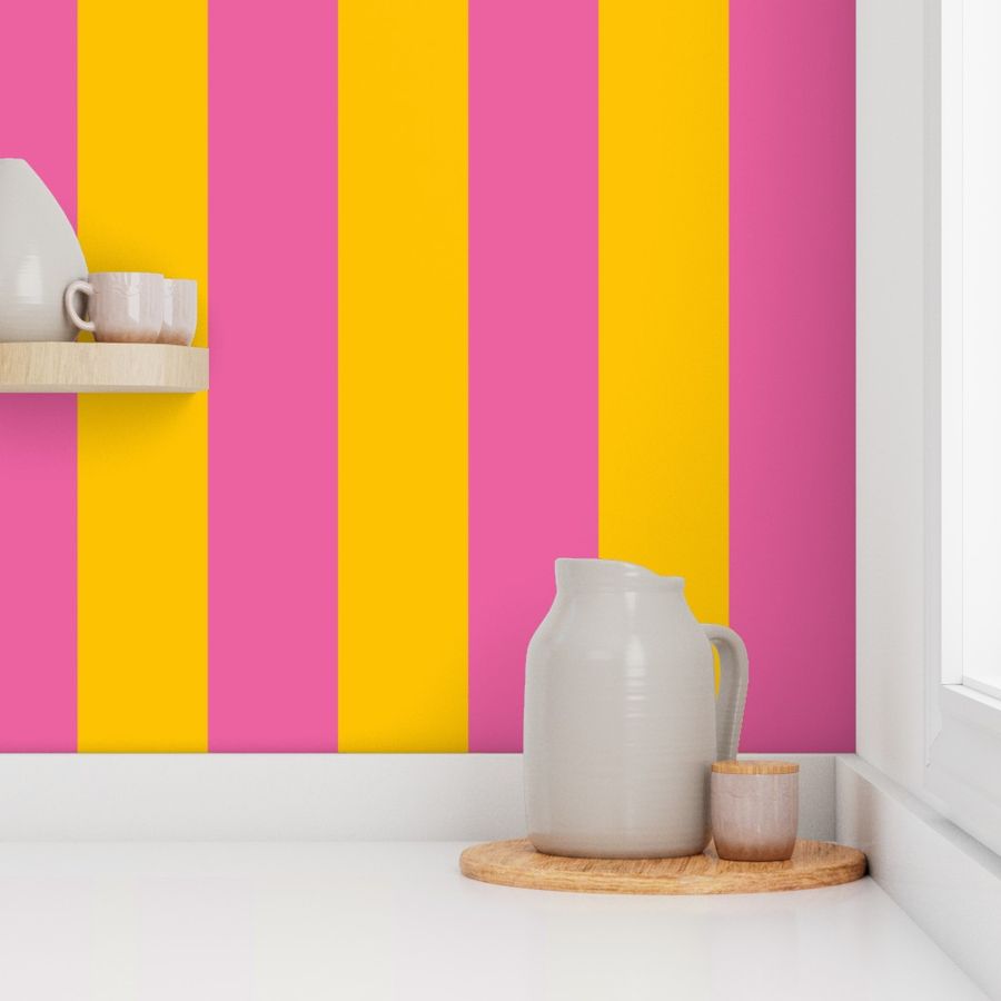 Yellow and pink - 4 inch stripes