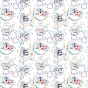 Anime Bubble Girls, transparent (perfect for metallic wallpaper)