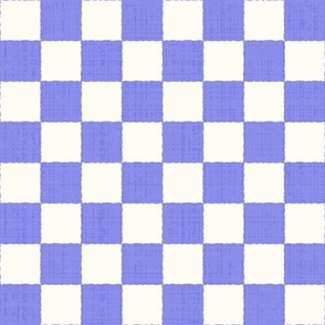 1" Textured Checkerboard Blender - Orchid Funk and Cream - Small Scale - Traditional Checker Pattern with Organic Edges and Linen Texture