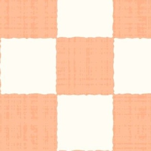 3" Textured Checkerboard Blender - Peach Fuzz and Cream - Extra Large (XL) Scale - Traditional Checker Pattern with Organic Edges and Linen Texture