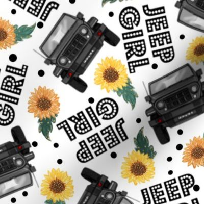 Large Jeep Girl Sunflowers UTV ATV 4X4 off-road Black Gray