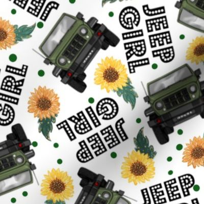Large Jeep Girl Sunflowers UTV ATV 4X4 off-road Green