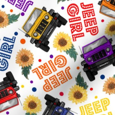 Large Jeep Girl Sunflowers UTV ATV 4X4 off-road Multi-color