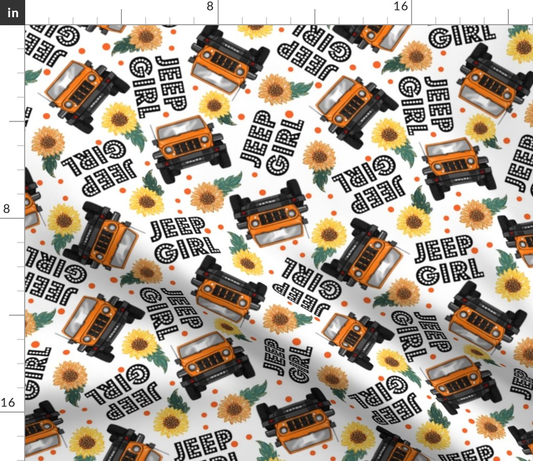 Large Jeep Girl Sunflowers UTV ATV 4X4 off-road Orange