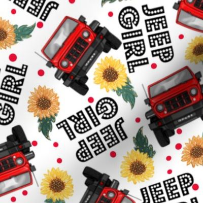 Large Jeep Girl Sunflowers UTV ATV 4X4 off-road Red