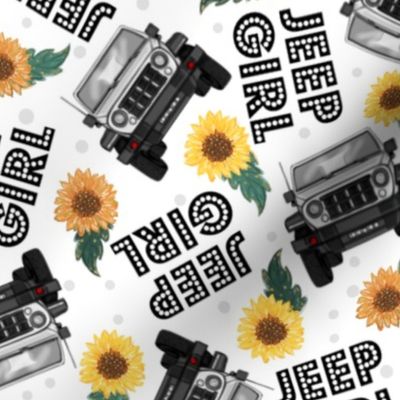 Large Jeep Girl Sunflowers UTV ATV 4X4 off-road White
