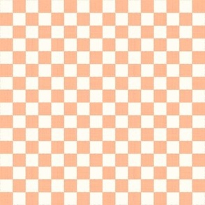 1/2" Textured Checkerboard Blender - Peach Fuzz and Cream - Extra Small (XS) Scale - Traditional Checker Pattern with Organic Edges and Linen Texture
