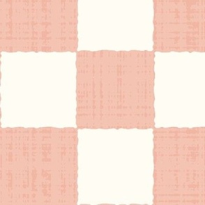 3" Textured Checkerboard Blender - Rose Pink and Cream - Extra Large (XL) Scale - Traditional Checker Pattern with Organic Edges and Linen Texture