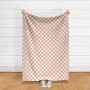 2" Textured Checkerboard Blender - Rose Pink and Cream - Large Scale - Traditional Checker Pattern with Organic Edges and Linen Texture