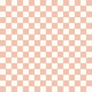 1/2" Textured Checkerboard Blender - Rose Pink and Cream - Extra Small (XS) Scale - Traditional Checker Pattern with Organic Edges and Linen Texture