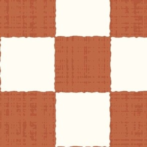 3" Textured Checkerboard Blender - Orange and Cream - Extra Large (XL) Scale - Traditional Checker Pattern with Organic Edges and Linen Texture