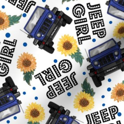 Large Jeep Girl Sunflowers UTV ATV 4x4 off-road Blue
