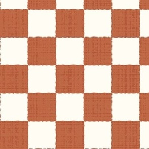 1.5" Textured Checkerboard Blender - Orange and Cream - Medium Scale - Traditional Checker Pattern with Organic Edges and Linen Texture