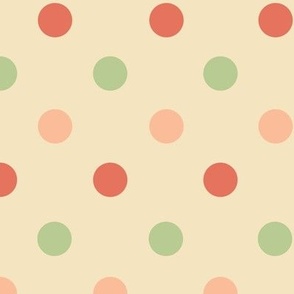 Polka Dots Terracotta, Sage, Peach on Coconut