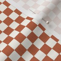 1/2" Textured Checkerboard Blender - Orange and Cream - Extra Small (XS) Scale - Traditional Checker Pattern with Organic Edges and Linen Texture