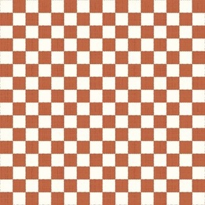 1/2" Textured Checkerboard Blender - Orange and Cream - Extra Small (XS) Scale - Traditional Checker Pattern with Organic Edges and Linen Texture