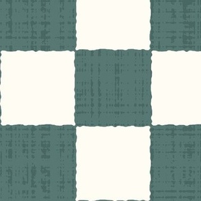 3" Textured Checkerboard Blender - Sage Green and Cream - Extra Large (XL) Scale - Traditional Checker Pattern with Organic Edges and Linen Texture