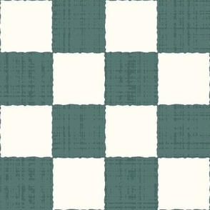 2" Textured Checkerboard Blender - Sage Green and Cream - Large Scale - Traditional Checker Pattern with Organic Edges and Linen Texture