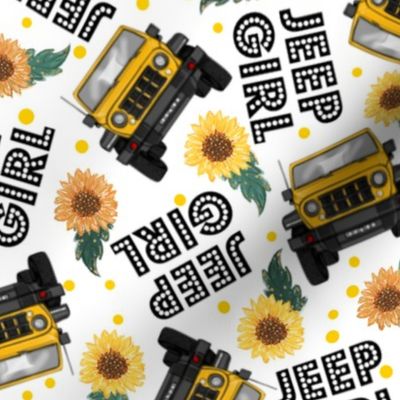 Large Jeep Girl Sunflowers UTV ATV 4X4 off-road Yellow