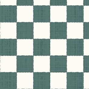 1.5" Textured Checkerboard Blender - Sage Green and Cream - Medium Scale - Traditional Checker Pattern with Organic Edges and Linen Texture