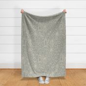 Beach Day | Large Scale | Muted Grey Green, Warm Tan