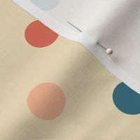 Polka Dots Smoked Aqua, Peach, Terracotta on Coconut