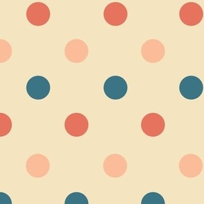 Polka Dots Smoked Aqua, Peach, Terracotta on Coconut