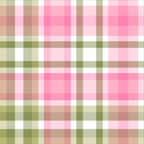 Preppy Plaid // Pink, Green // V1 // Medium Small Scale - 686 DPI