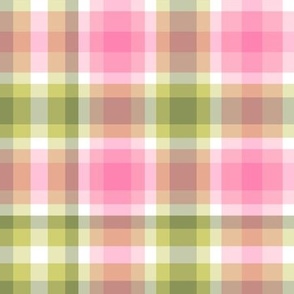 Preppy Plaid // Pink, Green // V2 // Small Scale - 800 DPI
