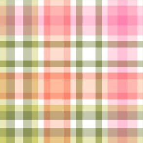 Preppy Plaid // Pink, Blush Pink, Peach, Salmon, Green, White // Large Scale - 343 DPI