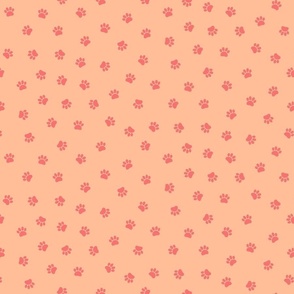 Pet Paw Prints Peach Fuzz Pink - small scale