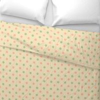 Polka Dots Peach and Sage on Coconut