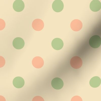 Polka Dots Peach and Sage on Coconut