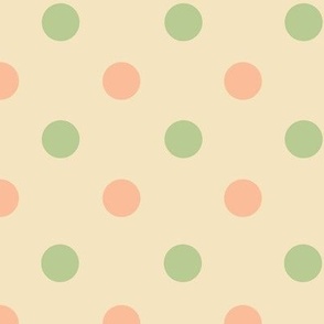 Polka Dots Peach and Sage on Coconut