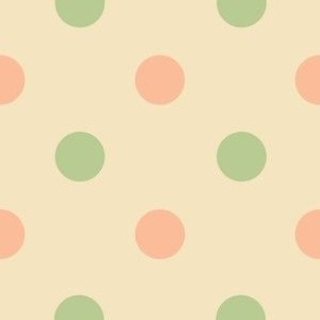 Polka Dots Peach and Sage on Coconut