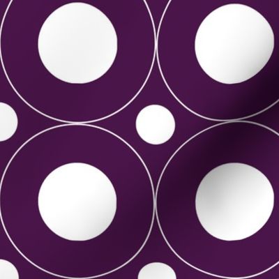 Dots and Circles Dark Purple and White Large