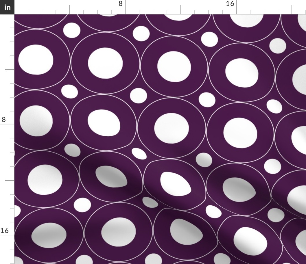 Dots and Circles Dark Purple and White Large