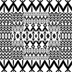 abstract geometric black and white patchwork shapes_mirrored