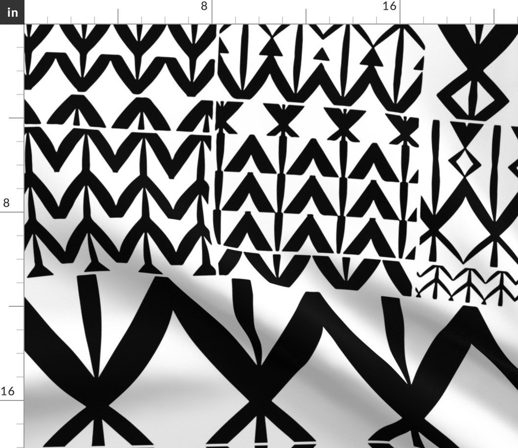 abstract geometric black and white patchwork shapes_mirrored