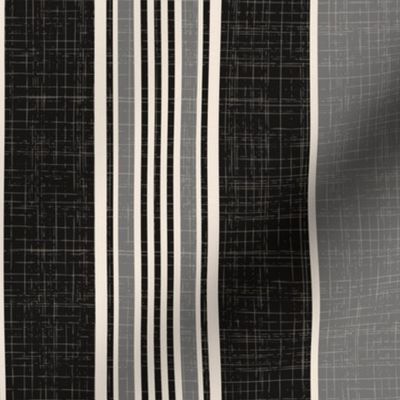 Stripes black and gray Large linen-weave scale