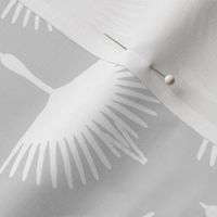 Ditsy White Swan / Bird / Grey