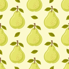 Ripe Pear Delight - Fresh Orchard Pears with Lush Leaves Pattern