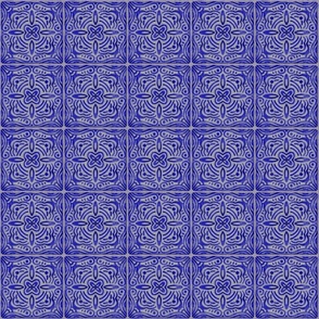 (Small) Hand-painted Stone Tiles Royal Blue Tonal