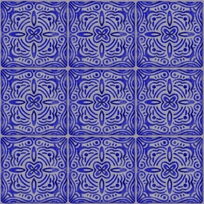 (Medium) Hand-painted Stone Tiles Royal Blue Tonal