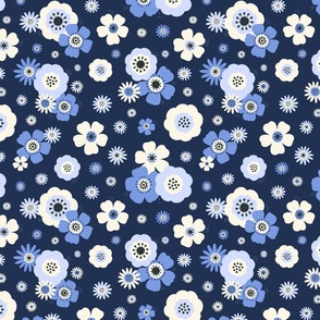 Flower Blooms - Blue and White Sm.