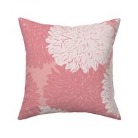 (L) Fluffy Dinnerplate Dahlia | Round Textured Flowers in Coral Pink Rose Blush Cream | Large Scale
